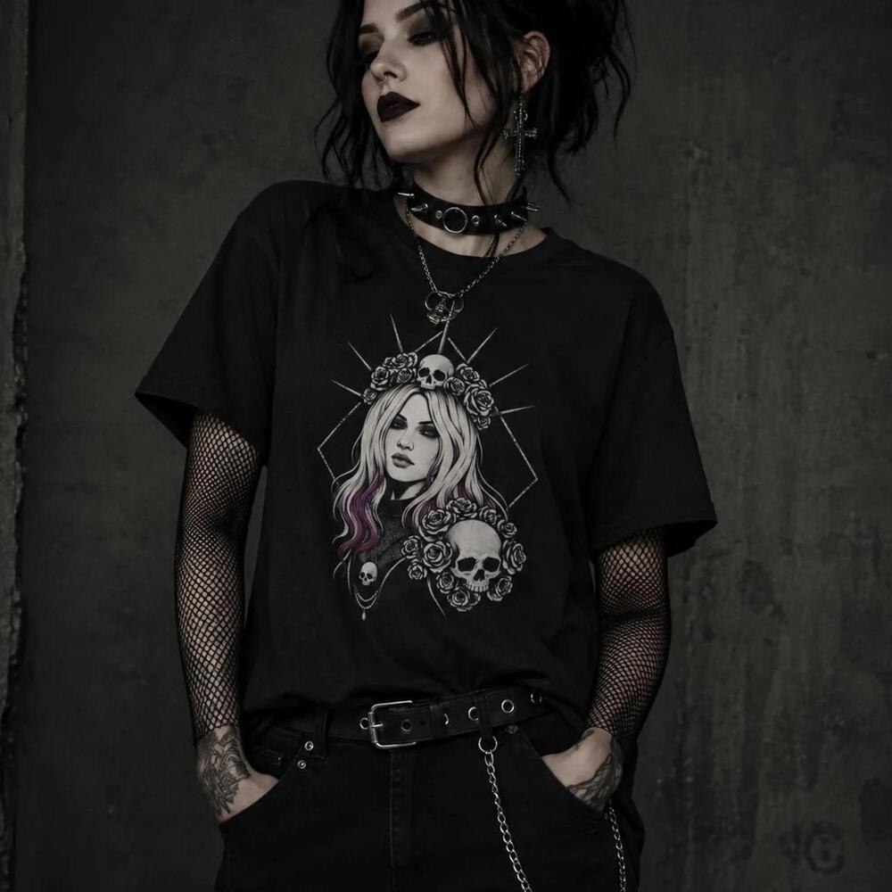 Sable Ward Dead By Daylight Gothic Skull Crown Portrait T-Shirt Dark